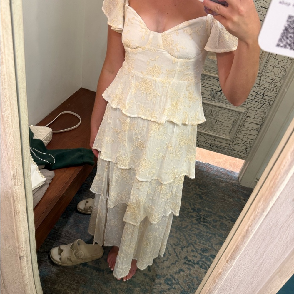 Altar'd State Cream Floral Tiered Maxi Dress - Picture 2 of 3
